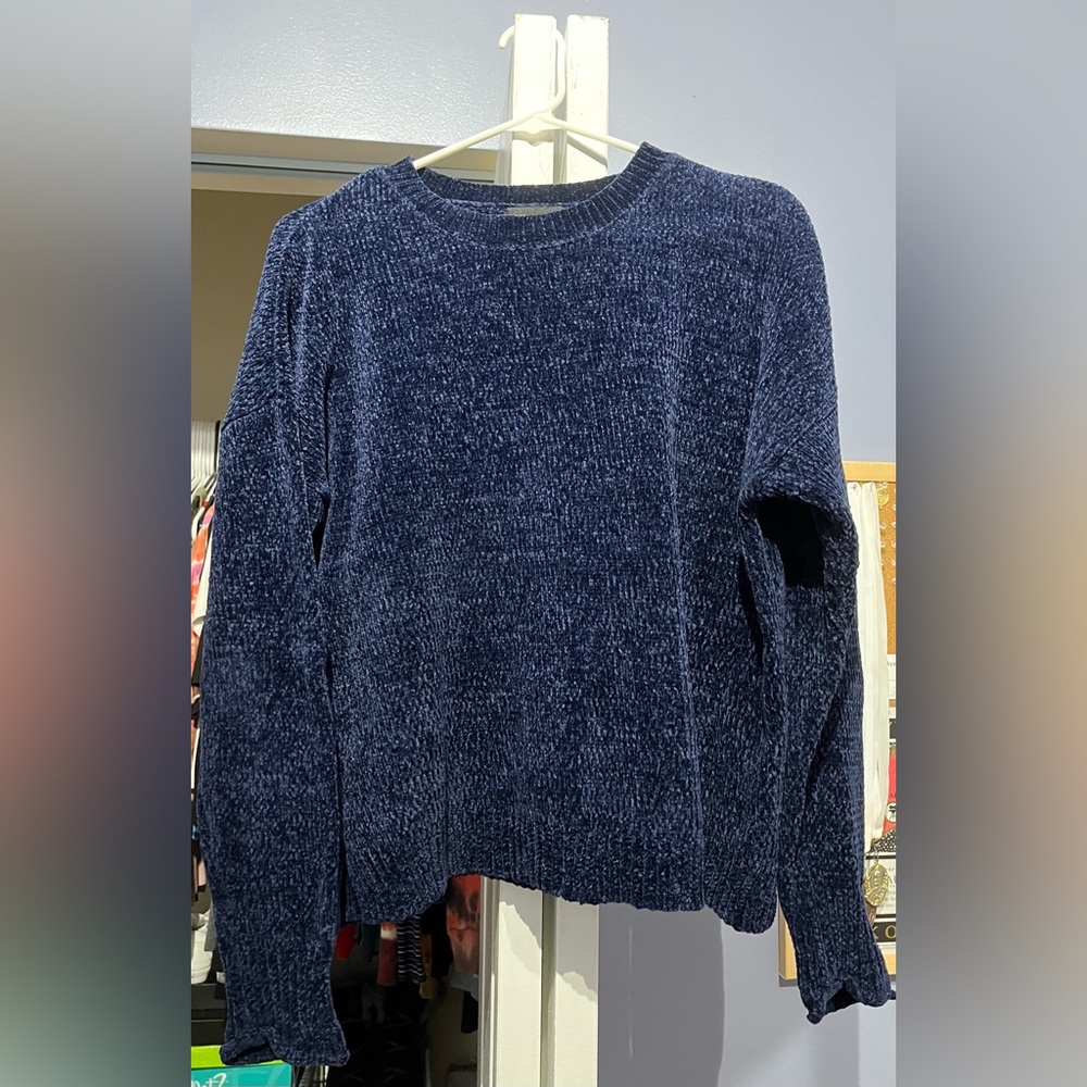 Ambiance Apparel Velvet Blue Knitted Sweater